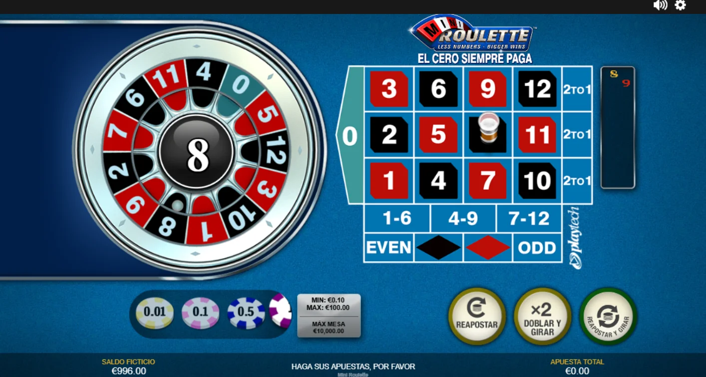 Mini ruleta 12 números